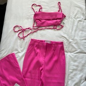 NWT - Asos Hot Pink Two Piece Pantsuit Set